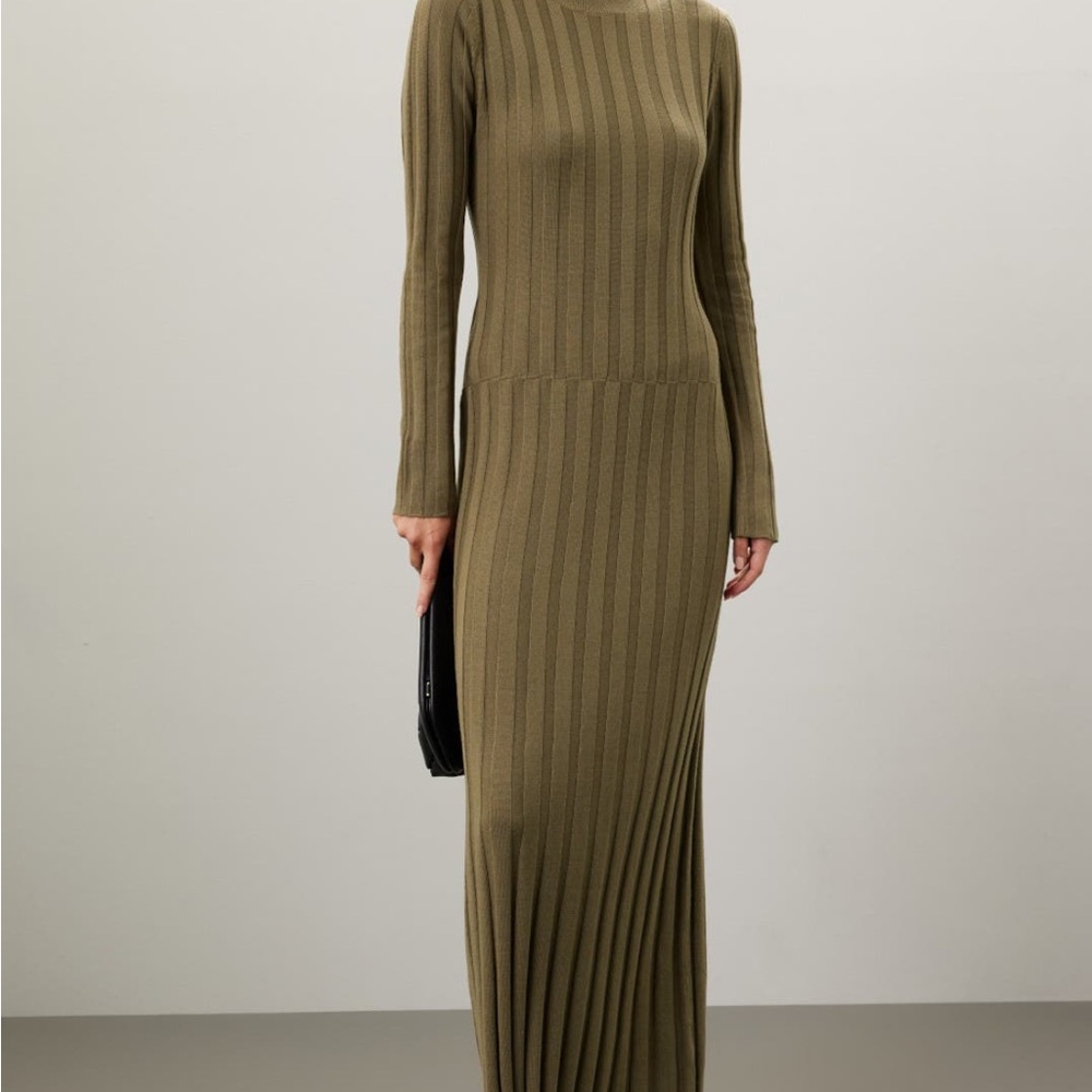 Green ribbed knit dress (Great Jones)